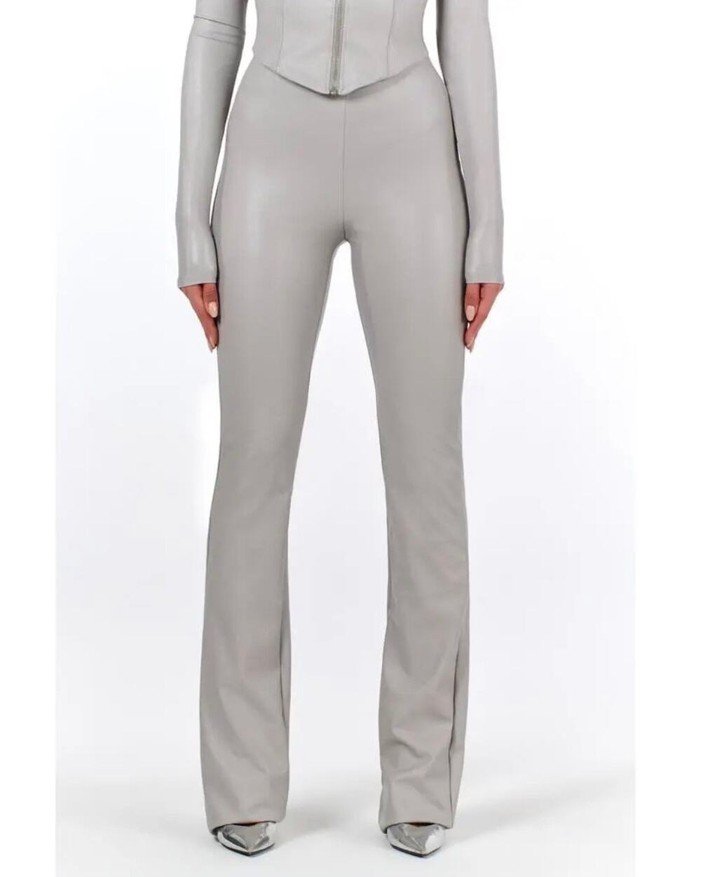 New naked wardrobe faux leather bootcut pants gray sz S